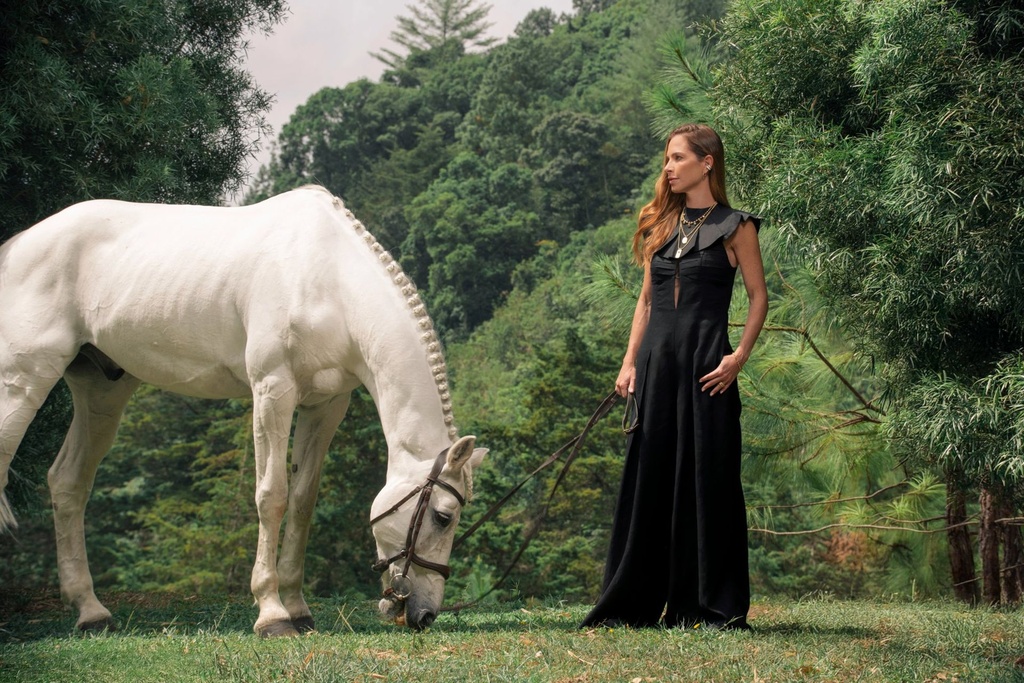 Woman with white horse